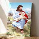 Christian Jesus Hugs The Sheep Canvas Print