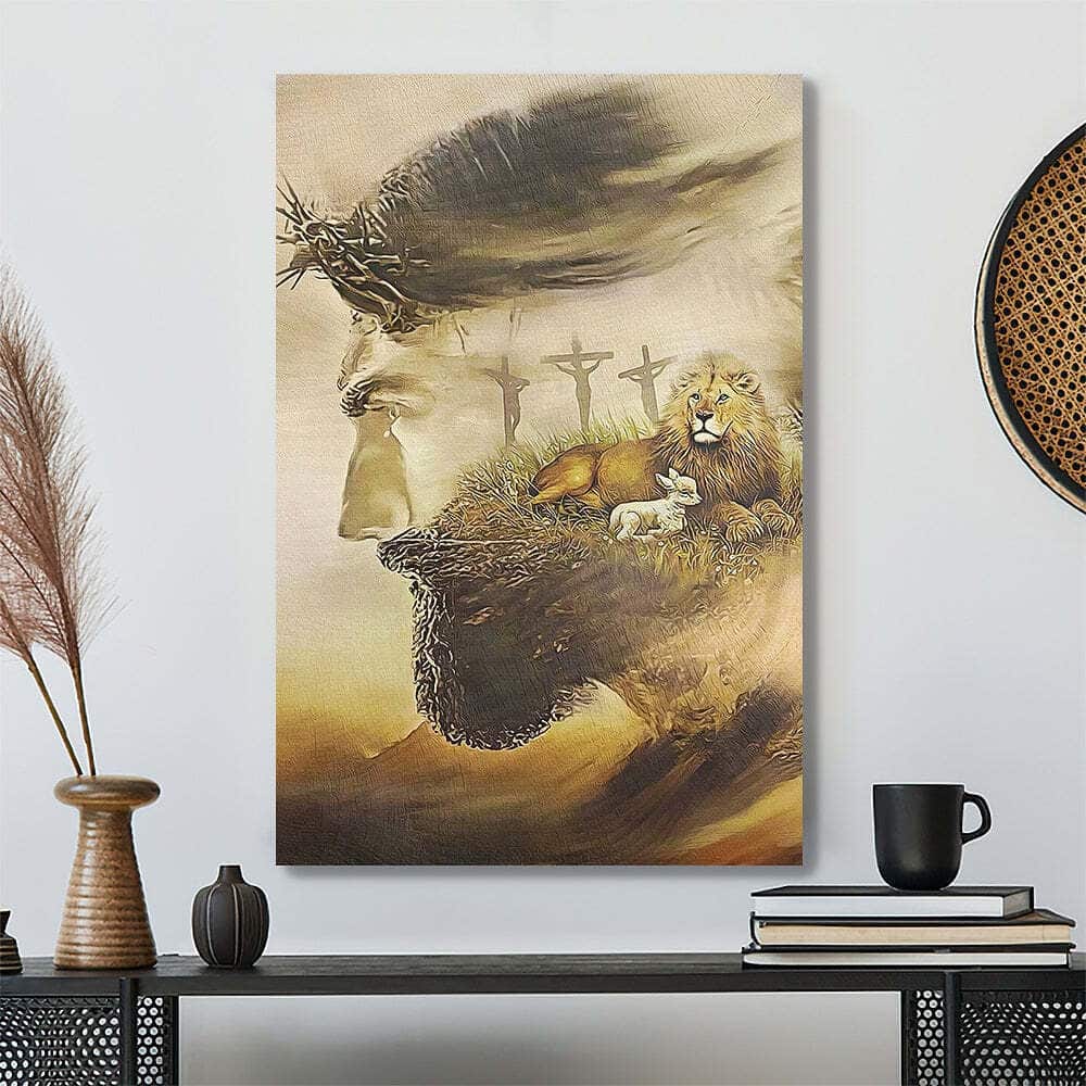 Christian Jesus Lion And Lamb Canvas Print Christian Jesus Lion And Lamb Canvas Print