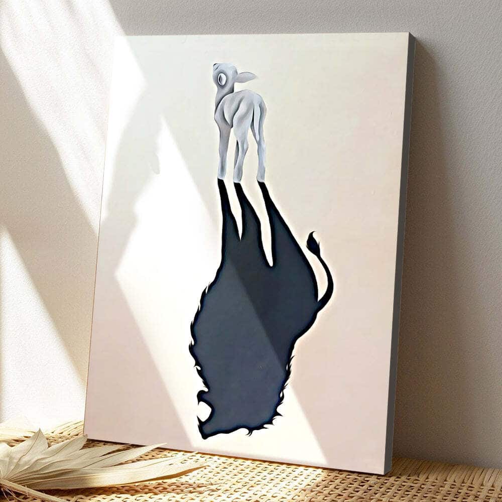 Christian Lamb With Lion Shadow Canvas Print Christian Lamb With Lion Shadow Canvas Print