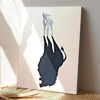 Christian Lamb With Lion Shadow Canvas Print