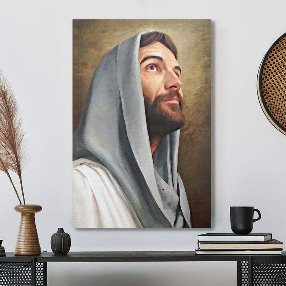 Christian Jesus Looking Up To Heaven Canvas Print Christian Jesus Looking Up To Heaven Canvas Print