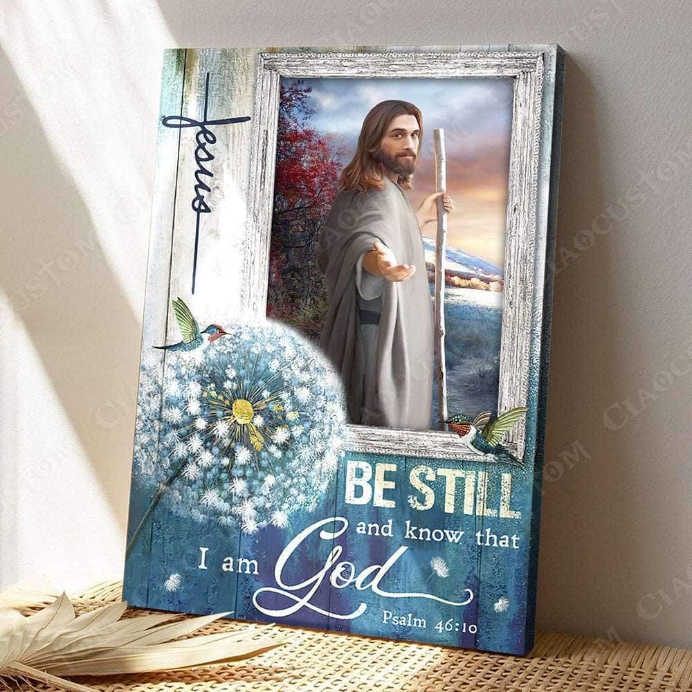 Christian Psalm 46:10 Be Still And Know That I Am God Dandelion God Hand Canvas Print Christian Psalm 46:10 Be Still And Know That I Am God Dandelion God Hand Canvas Print