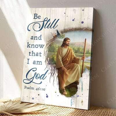 Christian Psalm 46:10 Be Still and Know That I Am God Robe Yellow Sash Canvas Print