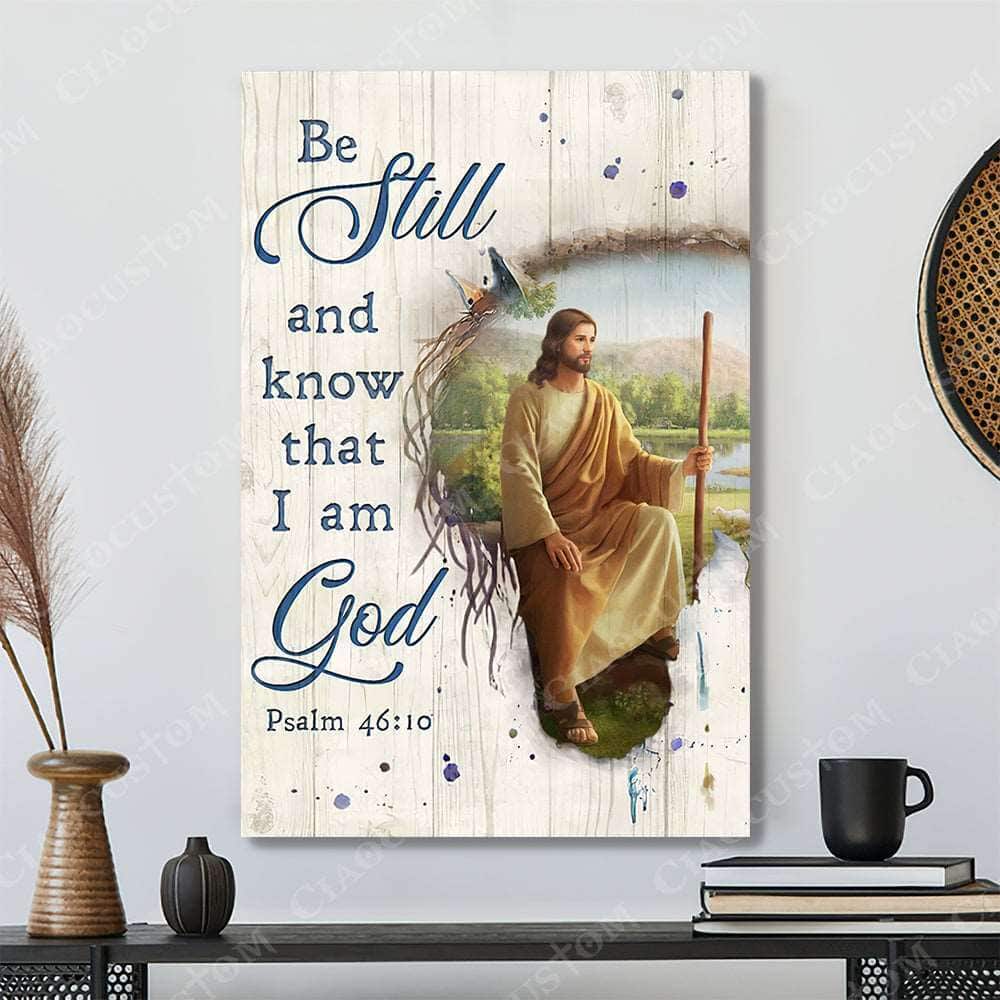 Christian Psalm 46:10 Be Still and Know That I Am God Robe Yellow Sash Canvas Print Christian Psalm 46:10 Be Still and Know That I Am God Robe Yellow Sash Canvas Print