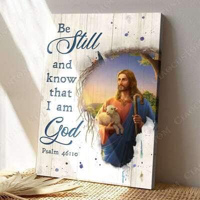 Christian Psalm 46:10 Be Still and Know That I Am God Robe Blue Sash Canvas Print