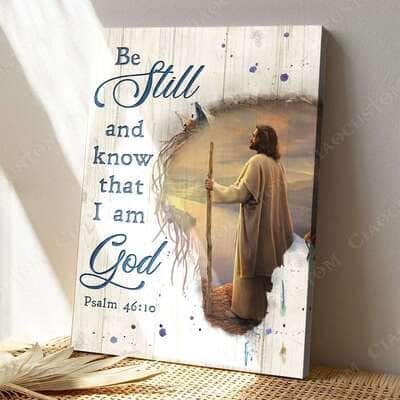 Christian Psalm 46:10 Be Still and Know That I Am God Looking Up To Heaven Canvas Print