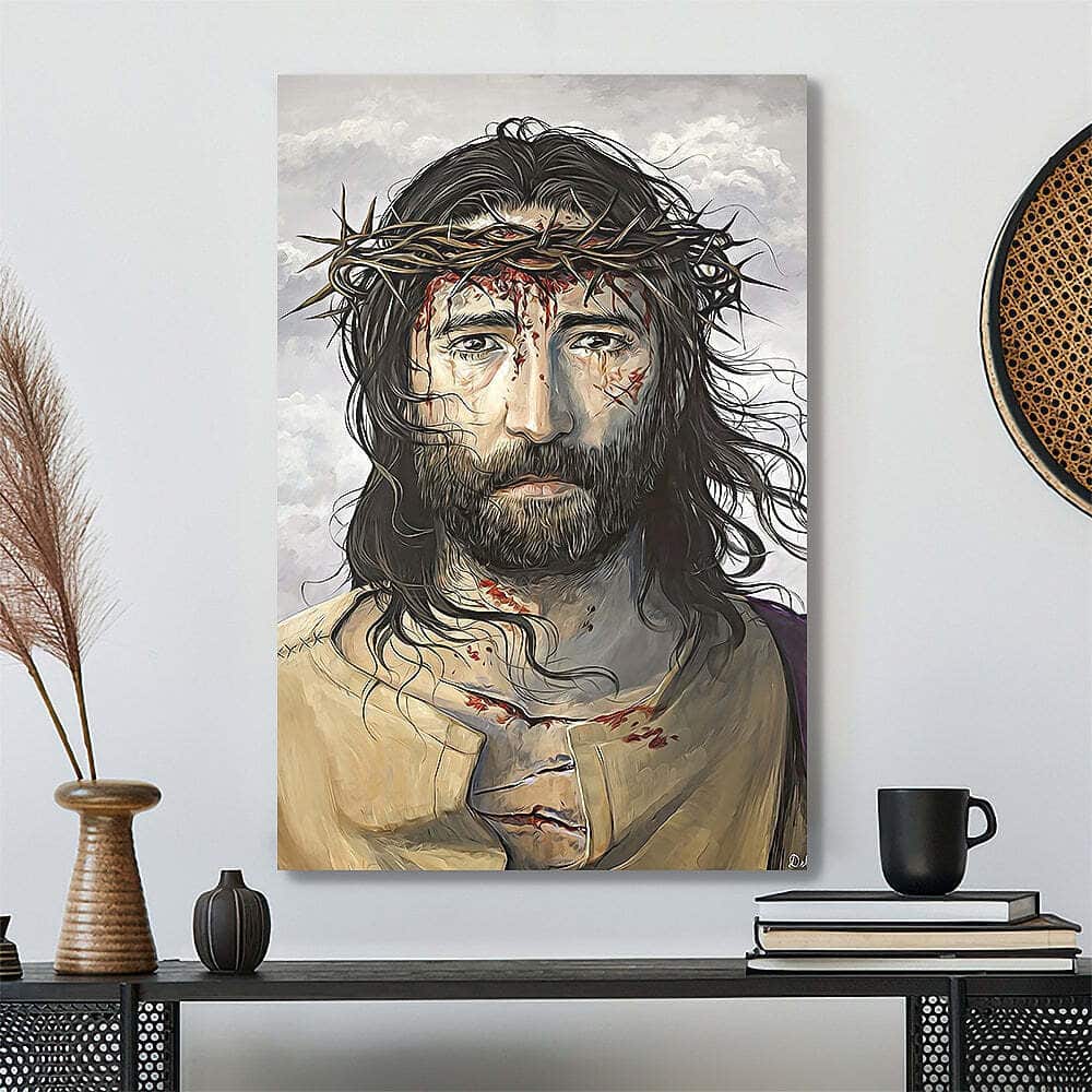 Christian Jesus Crowned With Thorns Canvas Print Christian Jesus Crowned With Thorns Canvas Print