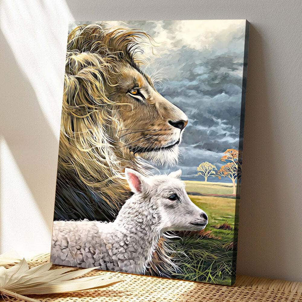 Christian Jesus Lamb Lion Canvas Print Christian Jesus Lamb Lion Canvas Print