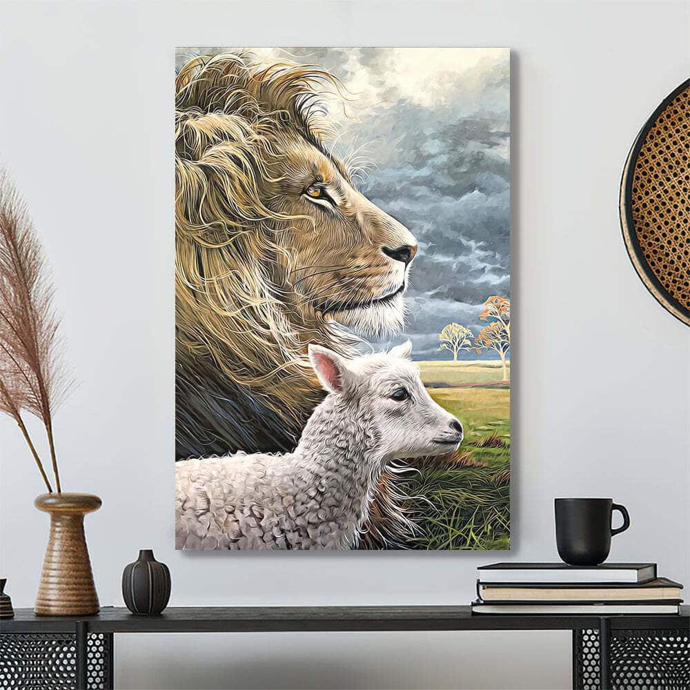 Christian Jesus Lamb Lion Canvas Print Christian Jesus Lamb Lion Canvas Print