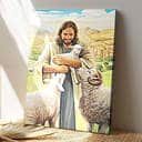 Christian Smile of Jesus And Sheep Canvas Print Christian Smile of Jesus And Sheep Canvas Print