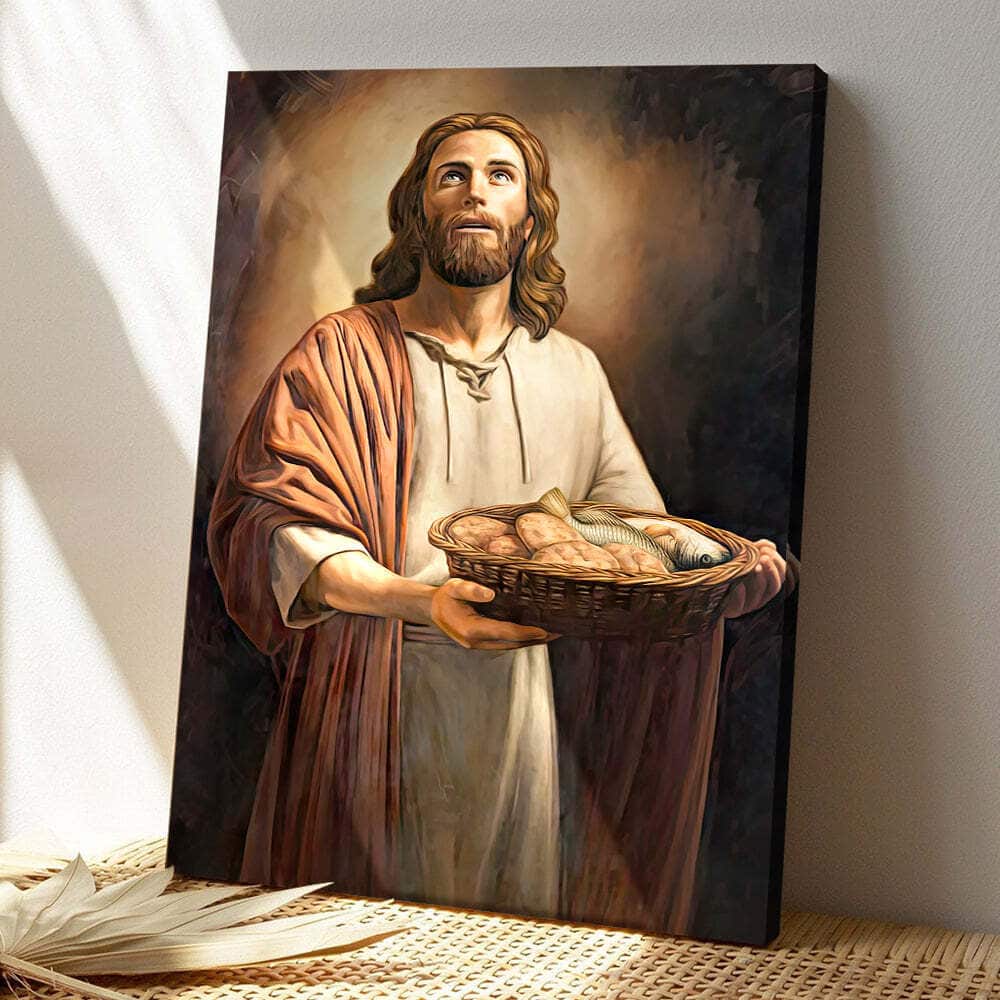 Christian Jesus Gave Bread And Fish Canvas Print Christian Jesus Gave Bread And Fish Canvas Print