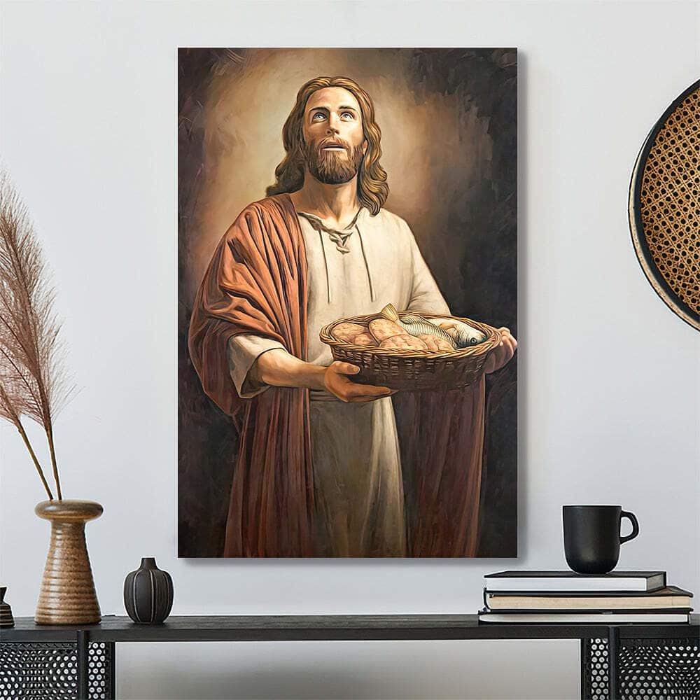Christian Jesus Gave Bread And Fish Canvas Print Christian Jesus Gave Bread And Fish Canvas Print