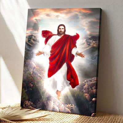 Christian Jesus Coming In The Clouds Canvas Print