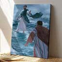Jesus Walks On Water Canvas Print Christian Gift Jesus Walks On Water Canvas Print Christian Gift