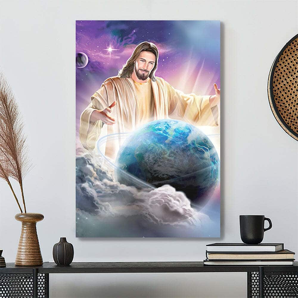 Christian Jesus Holding Earth God Has The Whole World In His Hands Canvas Print Christian Jesus Holding Earth God Has The Whole World In His Hands Canvas Print