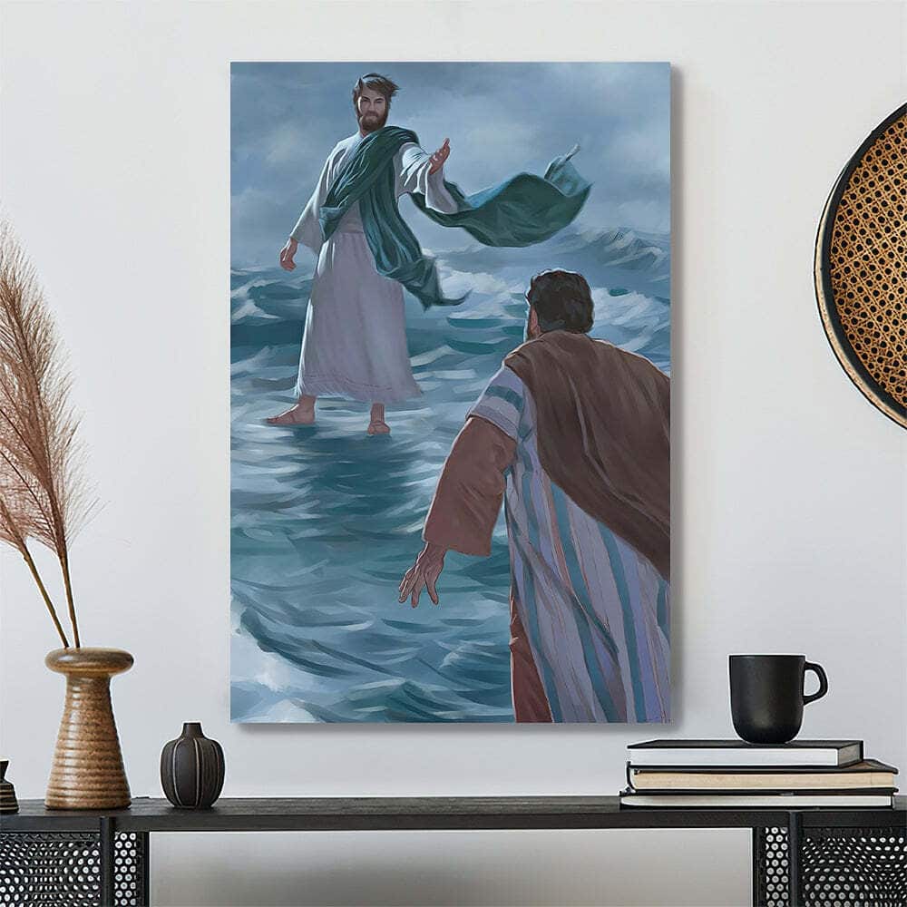 Jesus Walks On Water Canvas Print Christian Gift Jesus Walks On Water Canvas Print Christian Gift