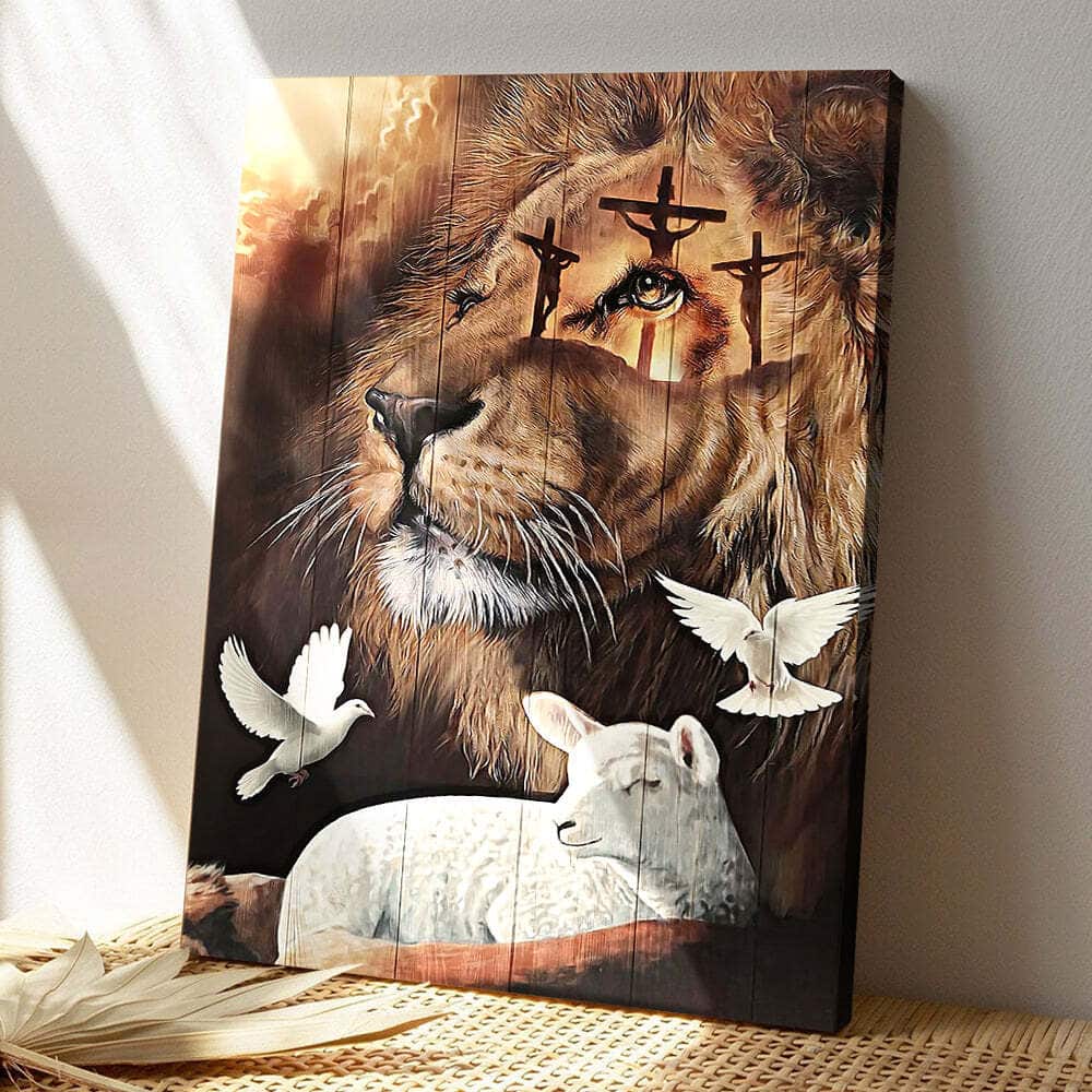 Christian Lion Jesus Dove Lamb Canvas Print Christian Lion Jesus Dove Lamb Canvas Print