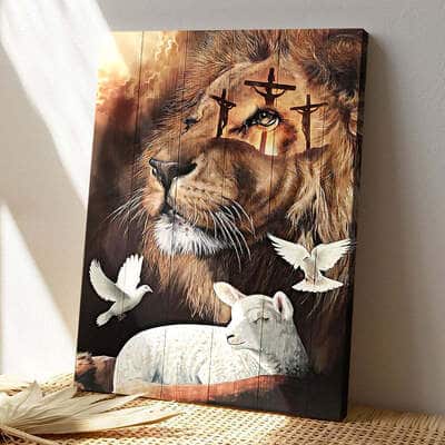 Christian Lion Jesus Dove Lamb Canvas Print