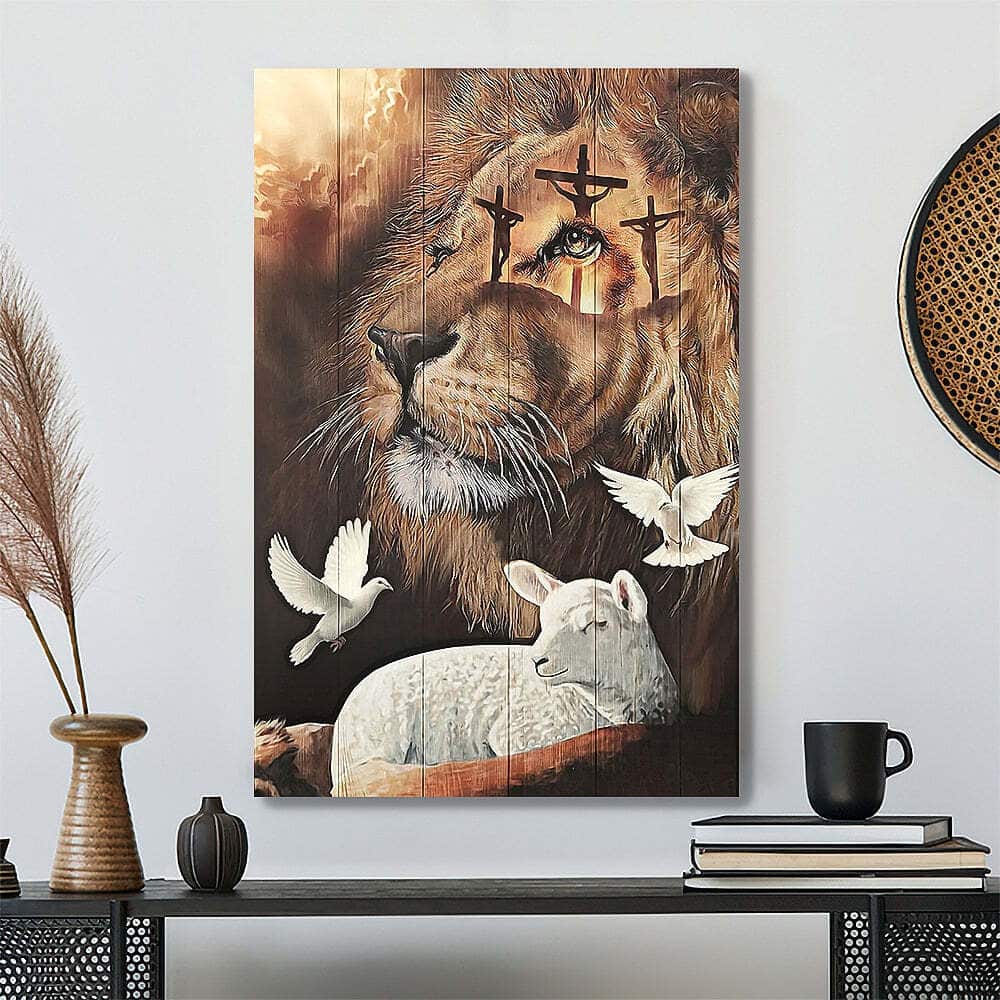 Christian Lion Jesus Dove Lamb Canvas Print Christian Lion Jesus Dove Lamb Canvas Print