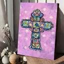 Christian Canvas Print Easter Cross On Orchid
