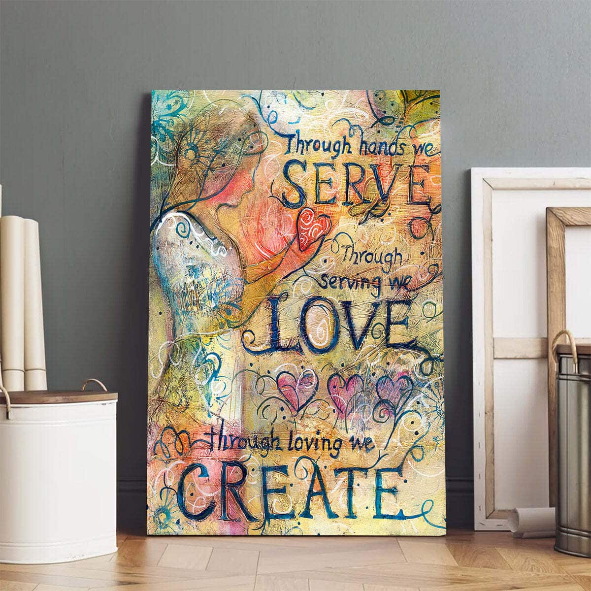 Christian Canvas Print Though Hands We Serve Christian Canvas Print Though Hands We Serve