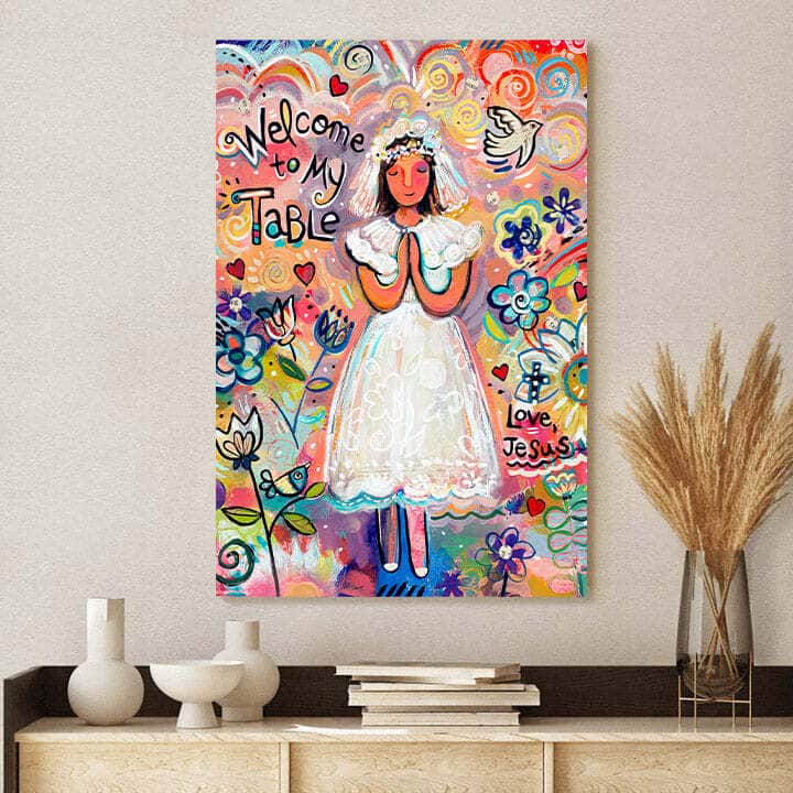 Christian Canvas Print First Communion Girl Christian Canvas Print First Communion Girl