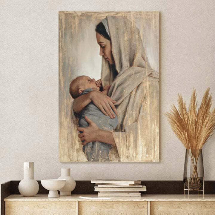 Christian Canvas Print Mother Mary Holding Baby Jesus Heaven's Christian Canvas Print Mother Mary Holding Baby Jesus Heaven's