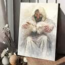 Christian Canvas Print Jesus Holding Two Sheep Christian Canvas Print Jesus Holding Two Sheep
