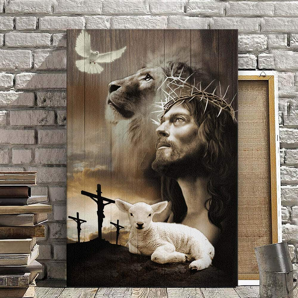 Christian Canvas Print Lamb And Dove Lion Of Judah