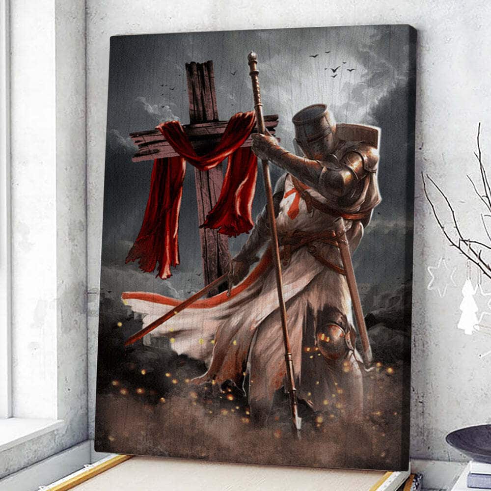 Knight Templar And Cross Christian Canvas Print Knight Templar And Cross Christian Canvas Print