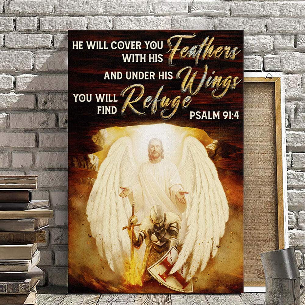 Christian Canvas Print He Will Cover You With His Feathers Psalm 91:4 Christian Canvas Print He Will Cover You With His Feathers Psalm 91:4