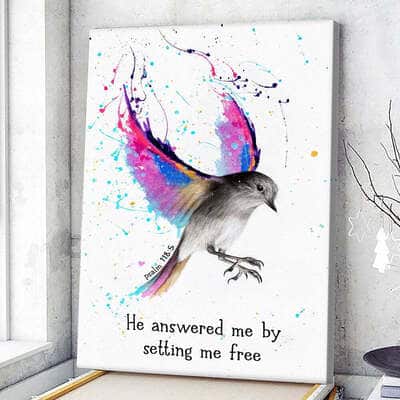 Christian Canvas Print Bird Psalm 118:5 He Answered Me By Setting Me Free