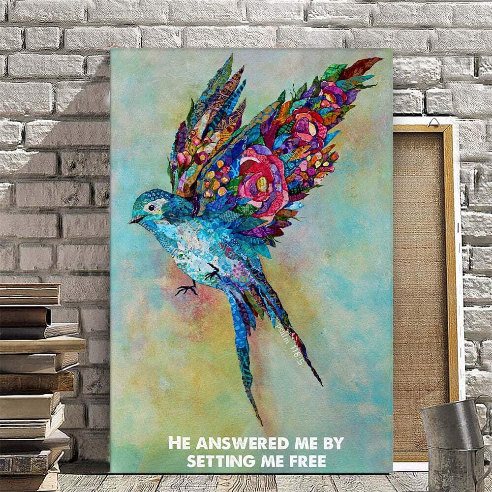 Christian Canvas Print Bird He Answered Me By Setting Me Free Psalm 118:5 Christian Canvas Print Bird He Answered Me By Setting Me Free Psalm 118:5