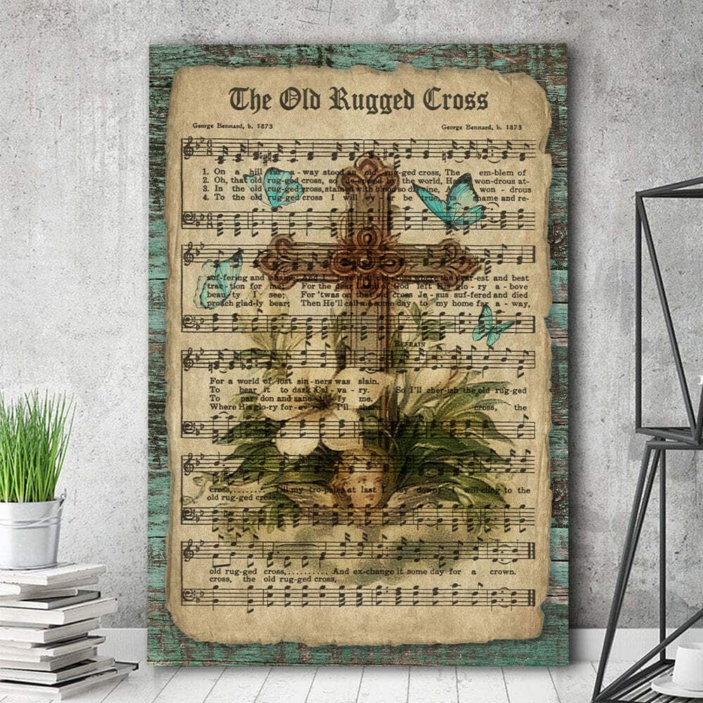 Christian Canvas Print Butterfly The Old Rugged Cross