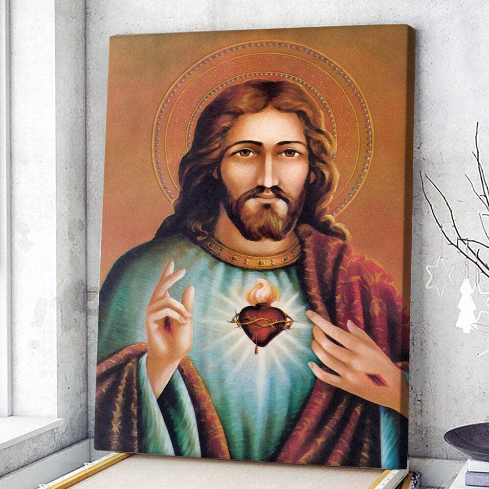 Christian Canvas Print Sacred Heart Jesus