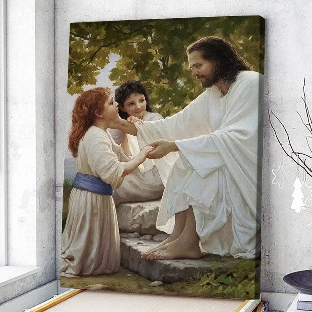 Christian Canvas Print Jesus With Children All Thy Children Shall Be Taught