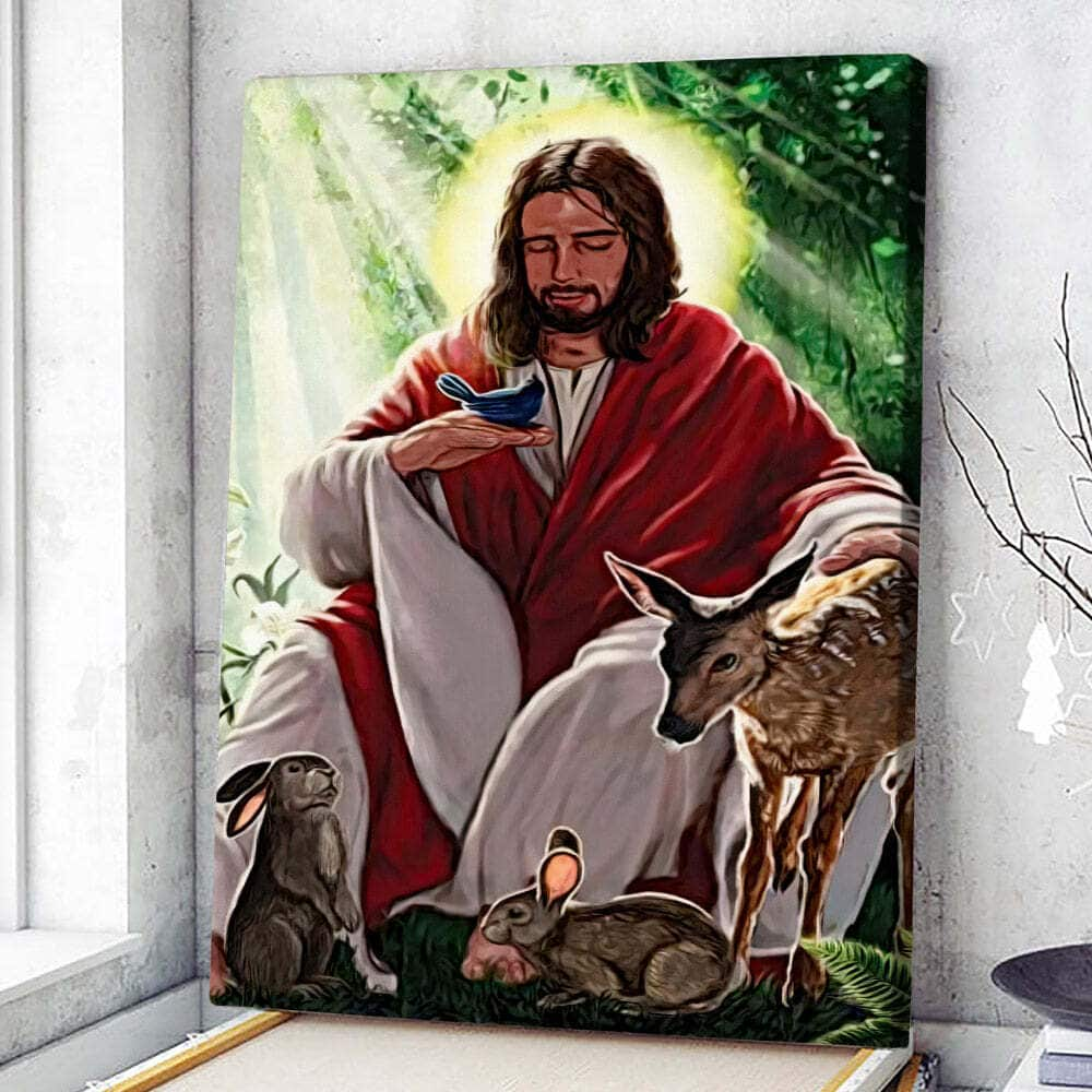 Christian Jesus Canvas Print Does God Love Animals