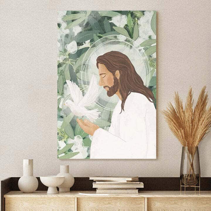 Christian Canvas Print My Peace Jesus With Dove Christian Canvas Print My Peace Jesus With Dove