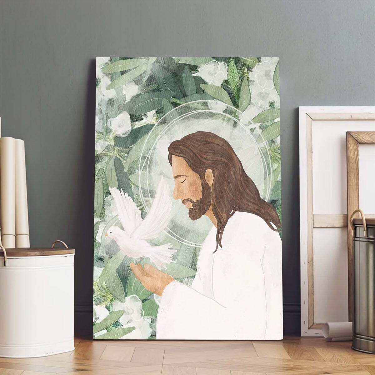 Christian Canvas Print My Peace Jesus With Dove
