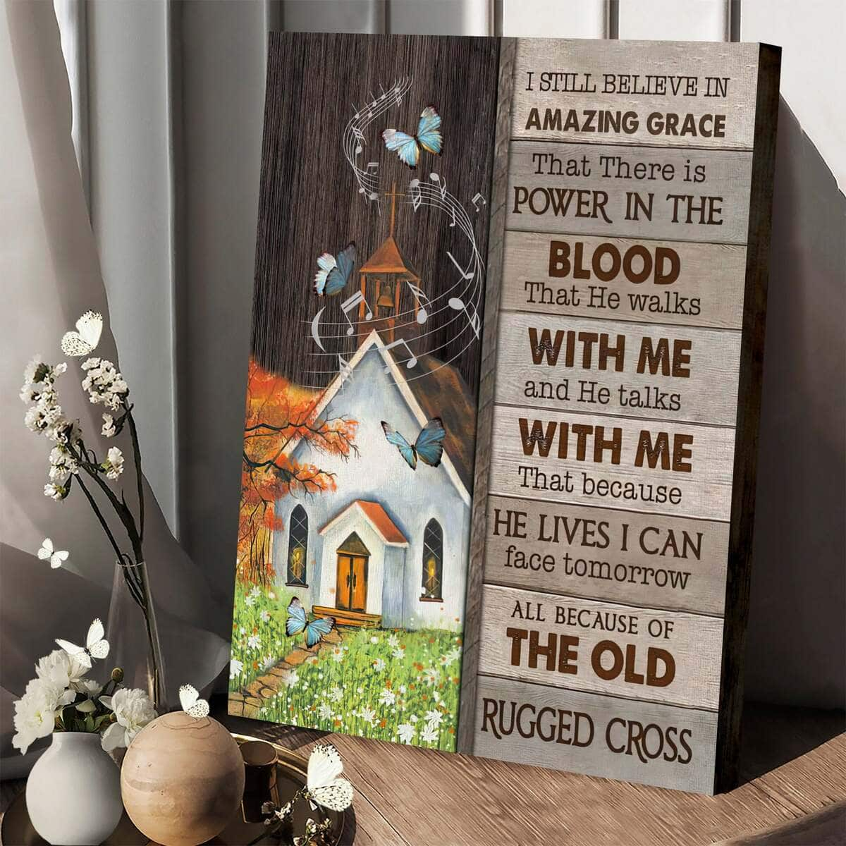 Christian Canvas Print All Because Of The Old Rugged Cross