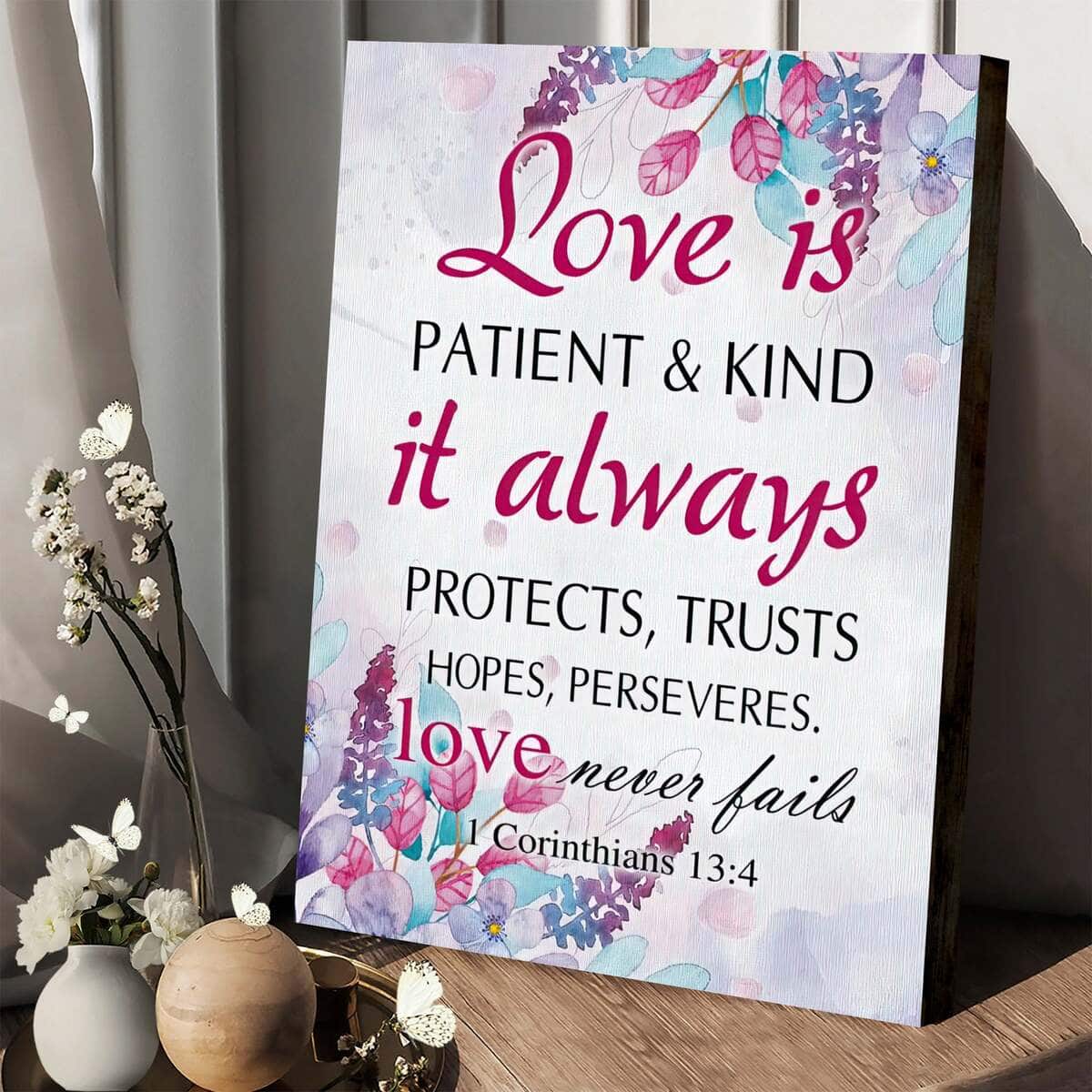 Christian Canvas Print Love Is Patient And Kind 1 Corinthians 13:4 Christian Canvas Print Love Is Patient And Kind 1 Corinthians 13:4