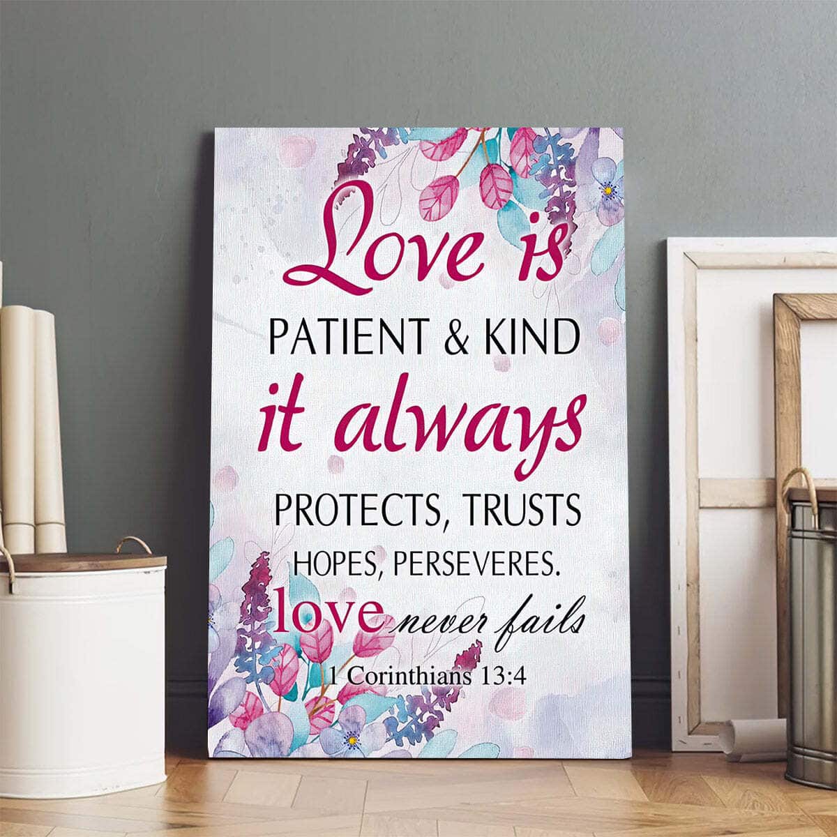 Christian Canvas Print Love Is Patient And Kind 1 Corinthians 13:4 Christian Canvas Print Love Is Patient And Kind 1 Corinthians 13:4