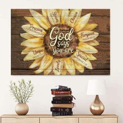 Christian God Says You Are Canvas Wall Art Sunflower Special
