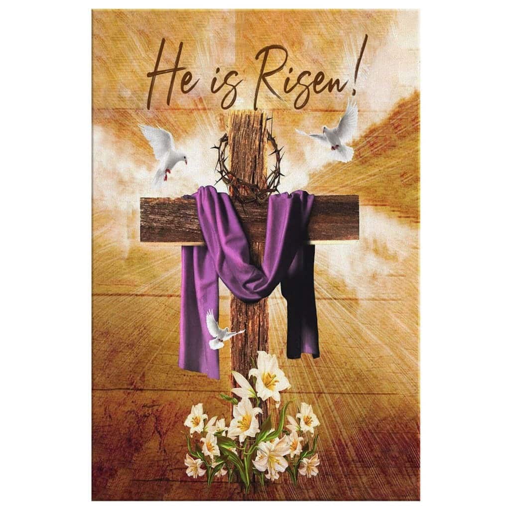 Christian Canvas Print Cross He Is Risen