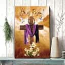 Christian Canvas Print Cross He Is Risen