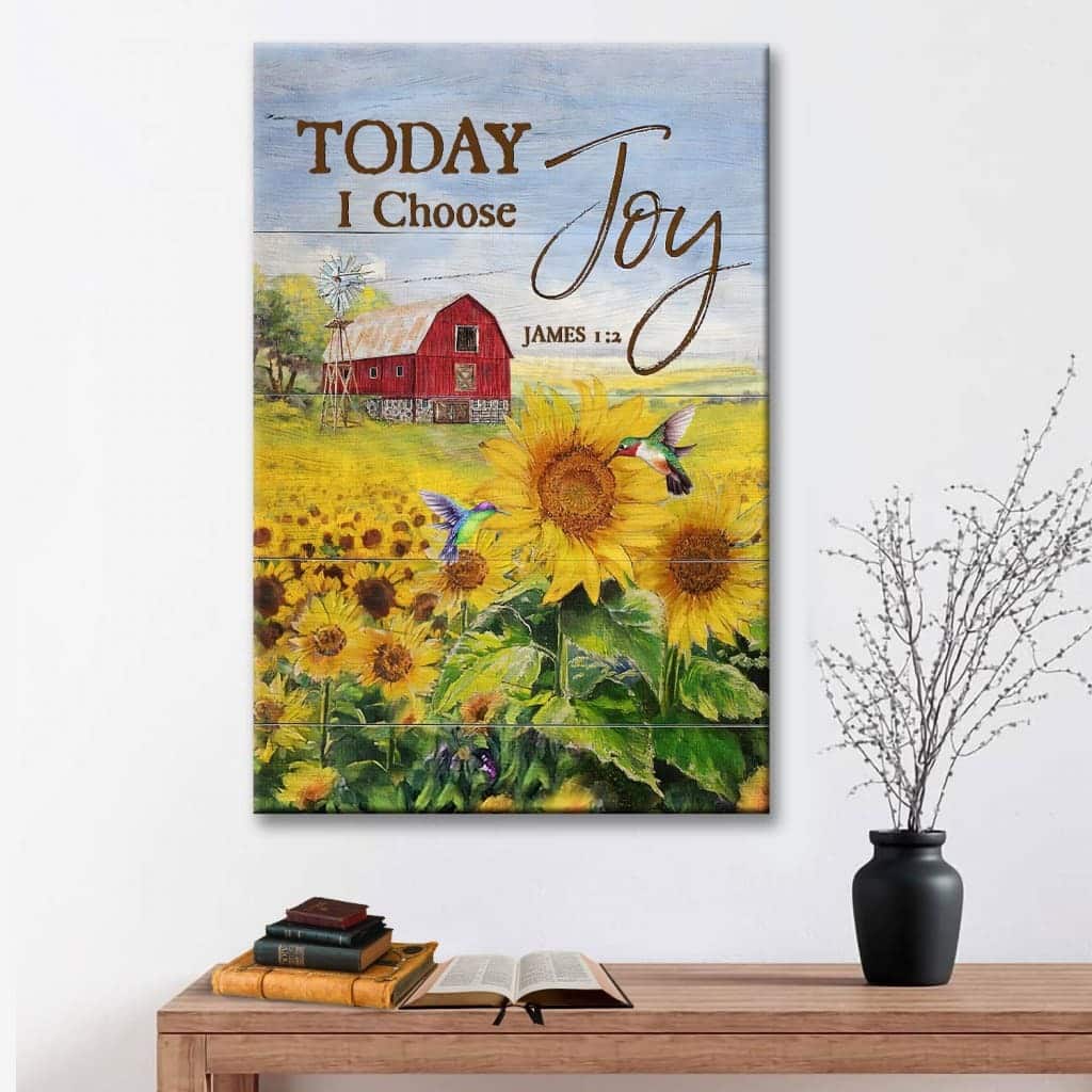 Christian Today I Choose Joy James 1:2 Canvas Print Hummingbird Sunflower Farmhouse Christian Today I Choose Joy James 1:2 Canvas Print Hummingbird Sunflower Farmhouse