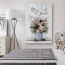 Christian Canvas Print Dove Floral Bloom With Grace