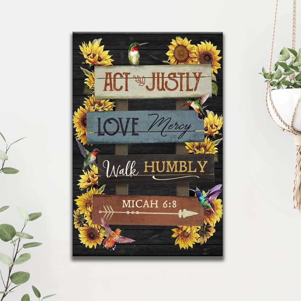 Christian Canvas Print Act Justly Love Mercy Walk Humbly Micah 6:8 Christian Canvas Print Act Justly Love Mercy Walk Humbly Micah 6:8