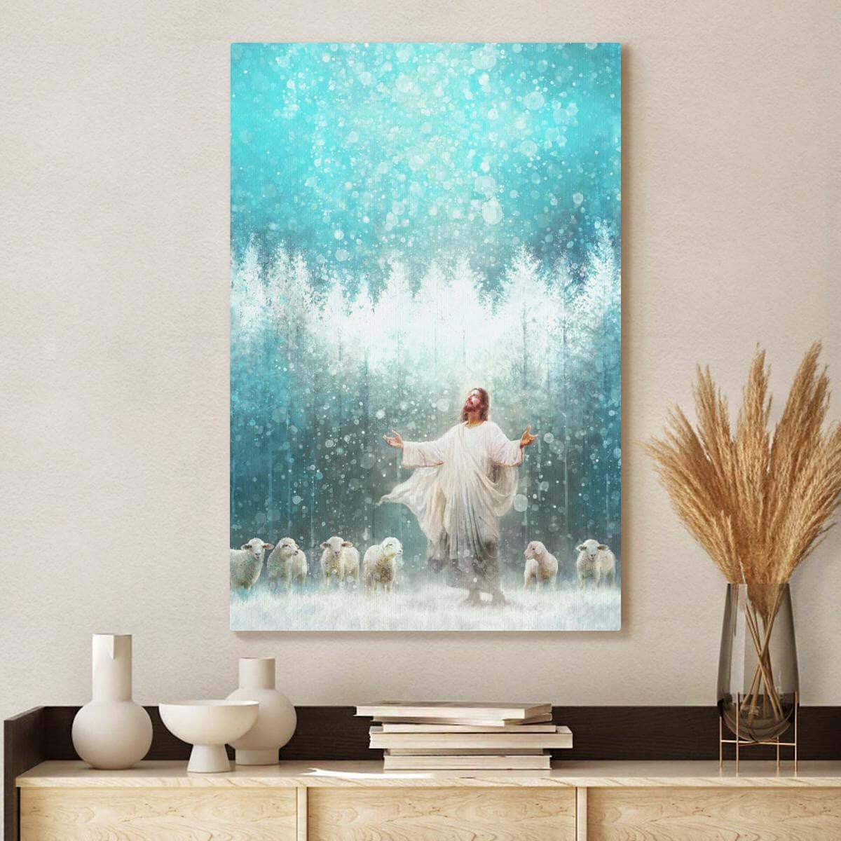 Christian Canvas Print Radiance Jesus And Snow Christian Canvas Print Radiance Jesus And Snow