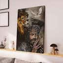 Christian Canvas Print Jesus On The Cross Water Color Lion Amazing Dove